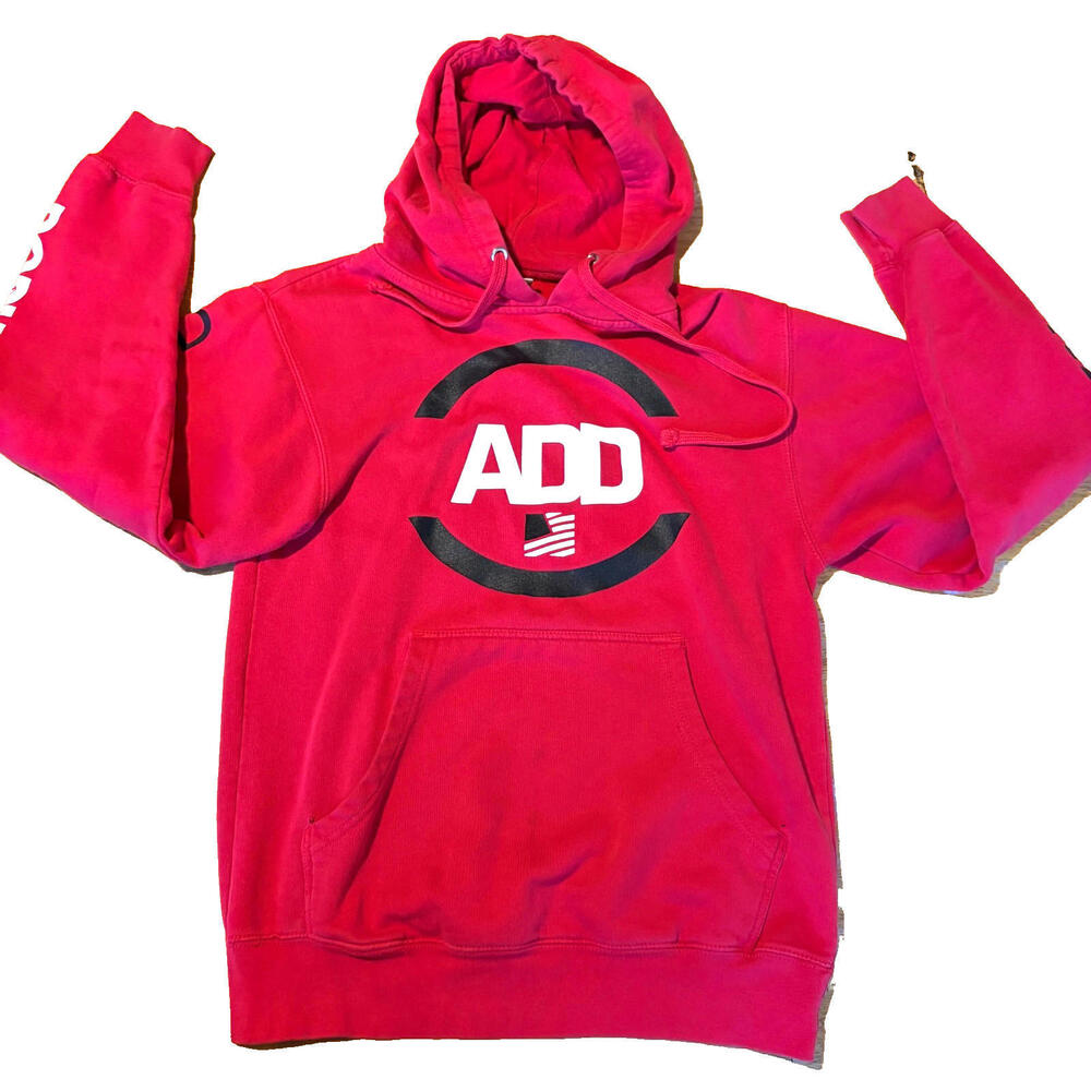 Popular Demand Hoodie Mens Small Red Graphic Streetwear Y2K Pullover Sweatshirt
